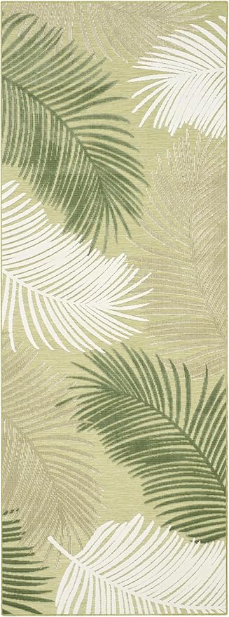 Nourison Home Suncoast Green 2' x 6' Area Rug - Easy Clean, Non Shedding, Bed Room, Living Room, Dining Room, Kitchen (6' Runner)