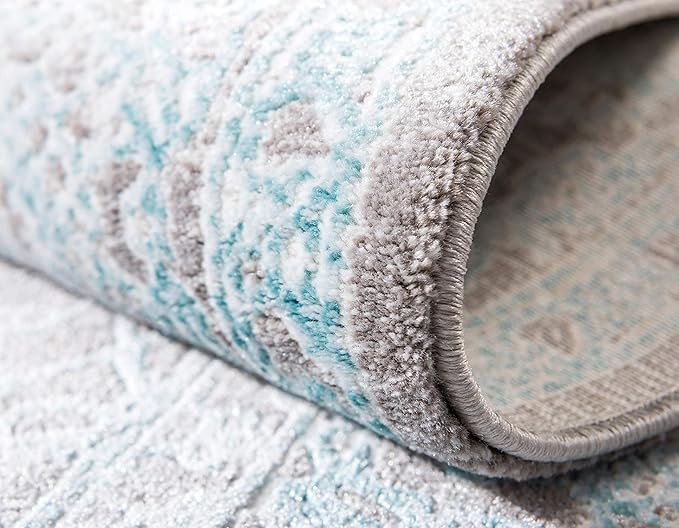 Unique Loom Area Rug- Traditional Classic Intricate Design with Distressed Vintage Detail, 3' 3 x 5' 3 Rectangular, Blue/Gray