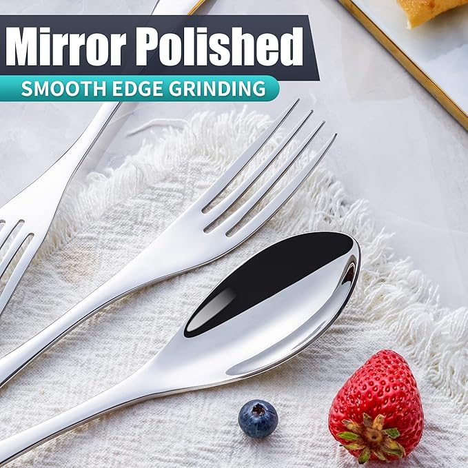 24 Pieces Silverware Set with Steak Knives Service for 4,Modern 18/10 Stainless Steel Flatware Cutlery Set,Utensil Set for Home Restaurant Hotel,Mirror Polished,Dishwasher Safe