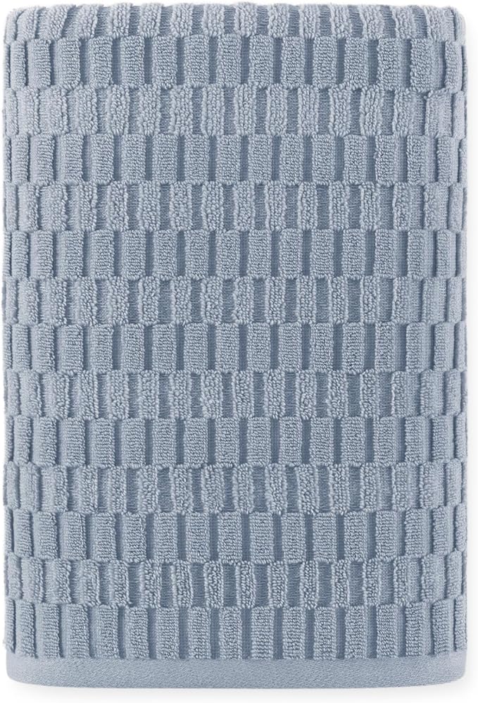 DKNY Metro Tile Quick Dry 100% Cotton Towel Set for Bathroom – 2 Bath, 2 Hand, Zero Twist, Absorbent, Supremely Soft, 550 GSM, 4 Piece, Blue