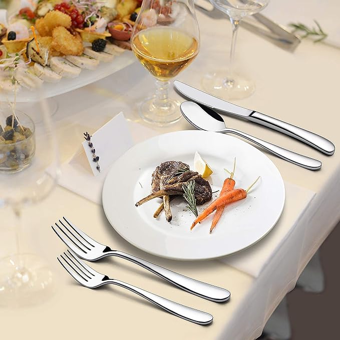 LIANYU Heavy Duty Silverware Cutlery Set, 20-Piece Stainless Steel Flatware Set For 4, Heavy Weight Eating Utensils Tableware, Mirror Polished, Dishwasher Safe