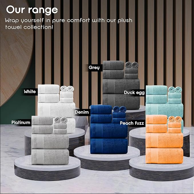 Ariv Premium Bath Towels Pack of 8, 100% Cotton, 2 Large Bath Towels, 2 Hand Towels, 4 Washcloths, Super Soft, Highly Absorbent, Quick Dry, Durable, Great Value, Perfect for Home & Bathroom - White