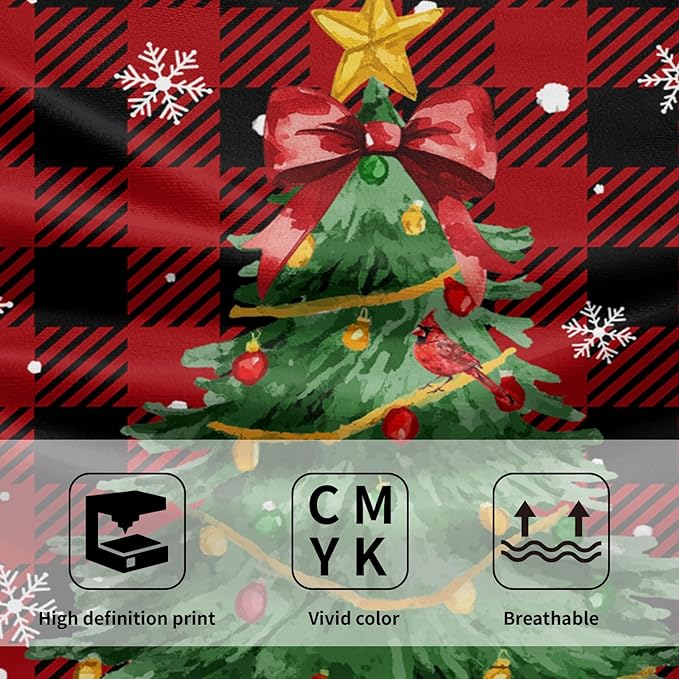 Watercolor Green Xmas Tree Hand Towels Set of 2 Christmas Bells Snowflakes Kitchen Towel Dish Towels 14.4 x 28.3 Inch Buffalo Plaid Decorative Fingertip Towel for Winter Holiday Housewarming Gifts