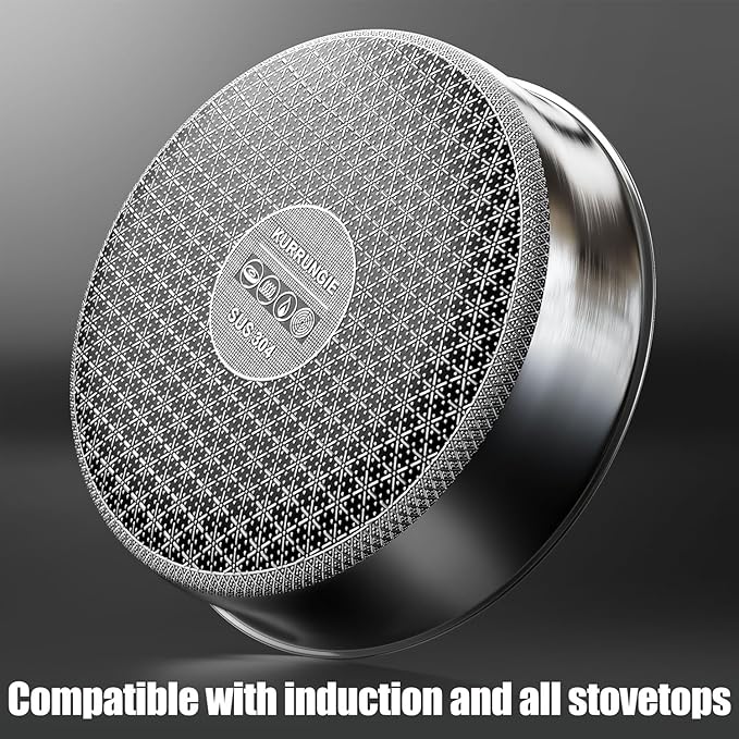 5 Qt Sauté Pan with Lid, 10-inch 5 Ply Stainless Steel Sauce Pan with Lid, Non Stick Frying Pans, Cooking Pot Deep Frying Pan Non-Toxic, For Induction, Oven, Dishwasher Safe