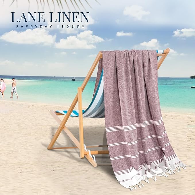 LANE LINEN Beach Towels for Women, 2 Pack Large Beach Towels Oversized, Pre-Washed, No-Shrink Sand Free, Quick Dry, Lightweight Travel Towel, Soft Beach Bath Towel, 39"x71" - Fired Brick