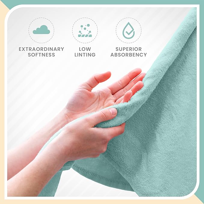 Martex 6-Piece Luxury 100% Cotton Towel Set | Quick Dry | Super Absorbent | Super Soft 100% Ringspun Cotton Towels | 2 Bath Towels | 2 Hand Towels | 2 Wash Cloths | Light Blue