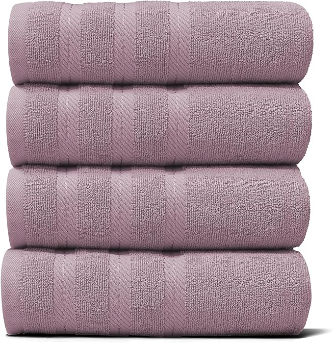 Hearth & Harbor Luxury Hand Towels - 100% Ring Spun Cotton Hand Towels for Bathroom, Shower, Spa, Soft & Absorbent Towels, 4 Piece Set, Dusty Purple