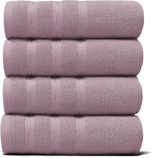 Hearth & Harbor Luxury Hand Towels - 100% Ring Spun Cotton Hand Towels for Bathroom, Shower, Spa, Soft & Absorbent Towels, 4 Piece Set, Dusty Purple