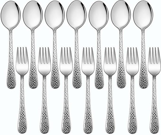 LIANYU 14-Piece Toddler Silverware Set, Stainless Steel Utensils Flatware Set for Children, Includes 7 Kids Spoons and 7 Kids Forks, Child Preschooler Cutlery, Dishwasher Safe