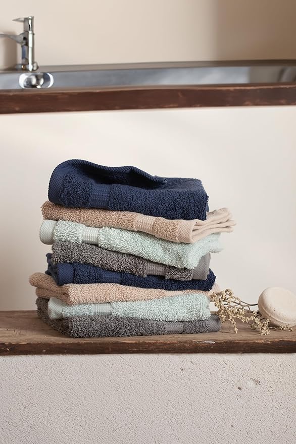 SALBAKOS 100% Turkish Cotton Washcloth Set of 12 13x13 inch | Heirloom Quality | Hotel & Spa Collection | Ultra Soft, Super Absorbent, Washcloth Towels | Made in Turkey (Ivory, 12 Washcloths)