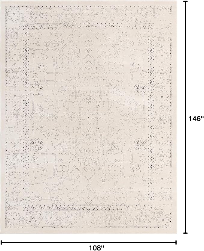 Unique Loom Isabella Collection Area Rug - Adjani (9' x 12' 2" Rectangle, White/ Blue)