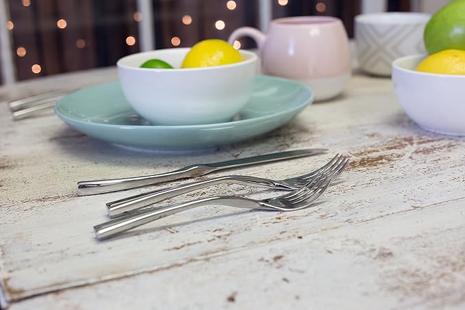 Knork 18/0 Stainless Steel Curve Flatware (Set of 20), Gloss Silver