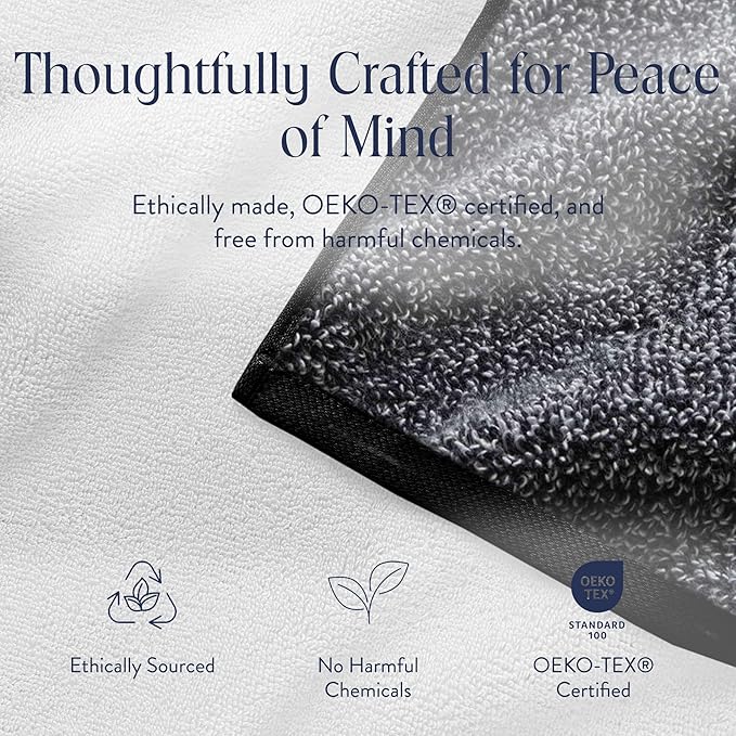 Brooklinen Super-Plush Turkish Cotton Washcloths - Set of 2 - Cotton, 820 GSM, Highly Absorbent, Machine Washable, Perfect for Home & Bathroom (13" x 13", Marled Black)