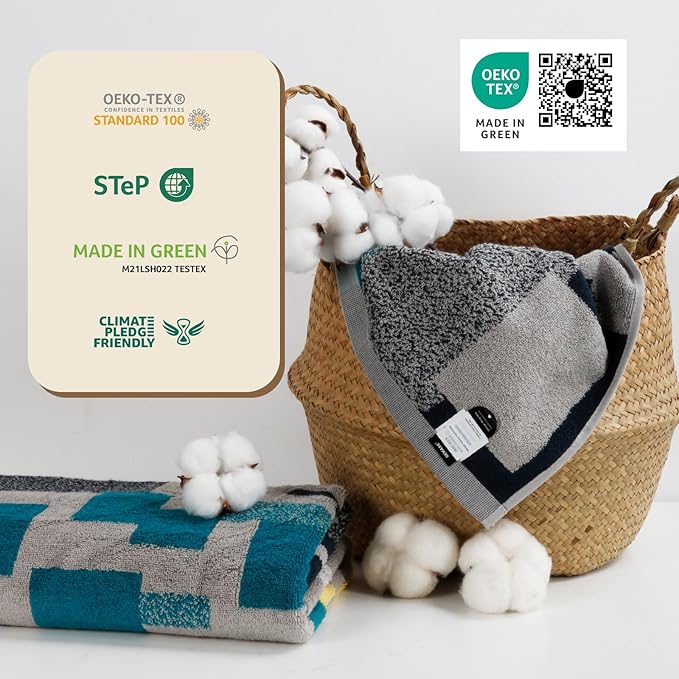 SEMAXE Bathroom Towel, 100% Cotton Bath Towel with Hanging Loop and Smart Tag, Hotel & Spa Quality Soft Absorbent Towel, Gift Box Packaging, 1 Pc Bath Towel, 55" L x 27" W