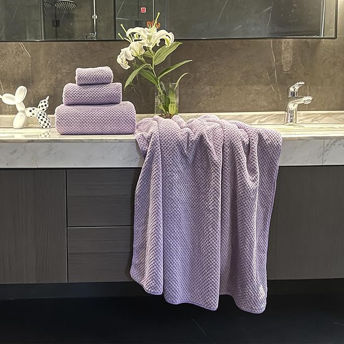 Oversized Bath Towels Extra Large 40x80 Inches Bath Sheets for Adults Super Soft Quick Dry Highly Absobent Microfiber Shower Towels (Lavender,6 Piece)…
