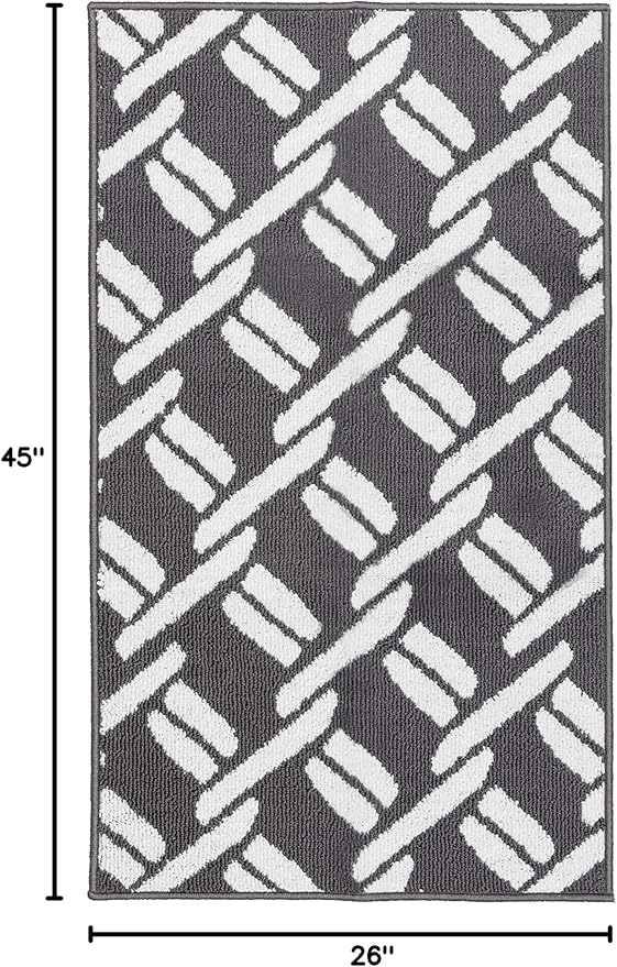 Nautica – Runner Rug | Indoor Runners for Hallways and Entry Rugs| Non-Slip and Non-Skid Entry and Kitchen Door Mat| Machine Washable Entryway Carpet Rugs | 26” x 45” | Chain Dark Grey