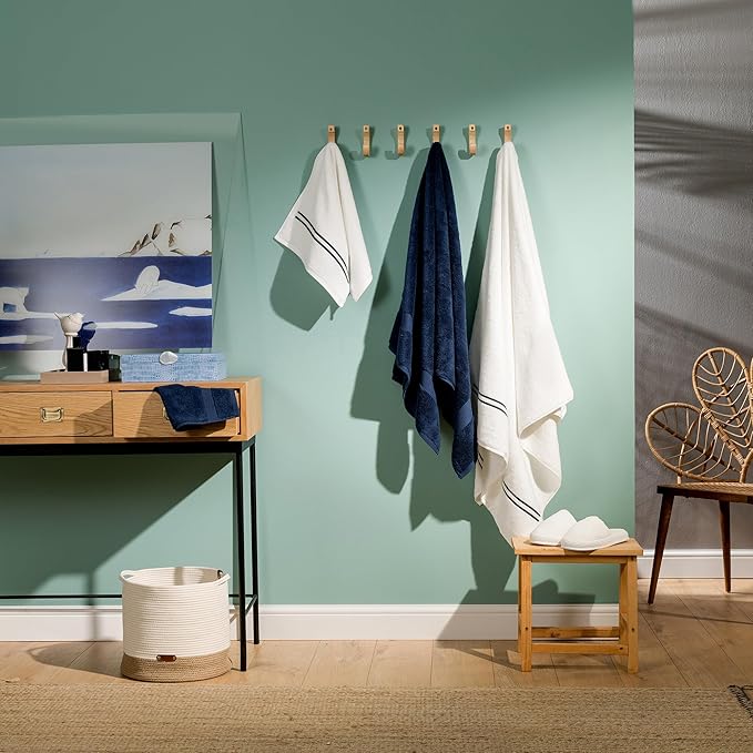 Maisonette Loft Baratta Egyptian Cotton Turkish Hand Towels - Soft, Absorbent Washcloths for Face - Ideal Quick Dry Small Towel Wash Cloth Set for Bathroom - (13" x 13", 6 Pack) - White, Turquoise