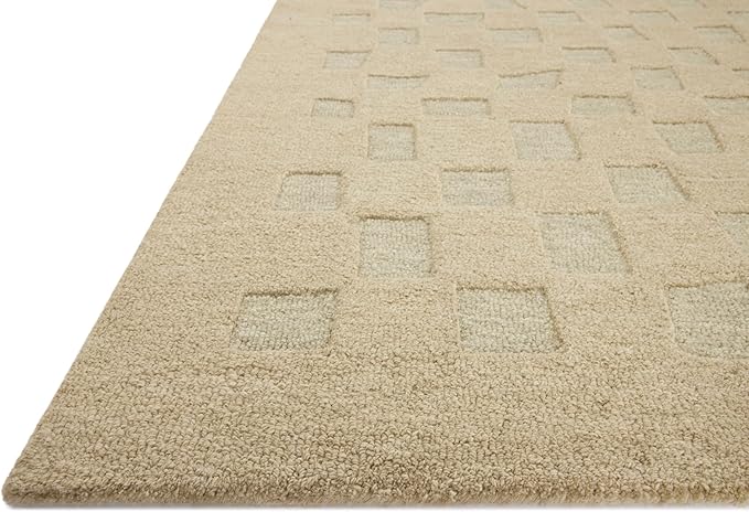 Loloi Leanne Ford Craven Collection CVN-04 Oatmeal/Dove 8'-6" x 11'-6" Area Rug Checkered, Patterned, Neutral, Living Room, Bedroom, Dining Room