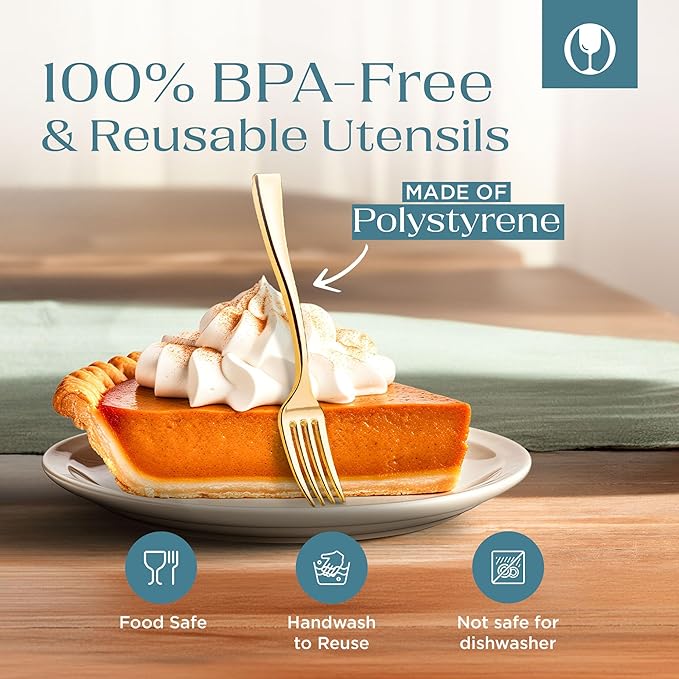 Posh Setting - Plastic Mini Gold Forks, Gold Mini Forks, Gold Plastic Mini Dessert Forks, Disposable Tiny Gold Forks, 4 inch Gold Plastic Forks, Taster Forks, Small Forks, Appetizer Forks (80 Pack)