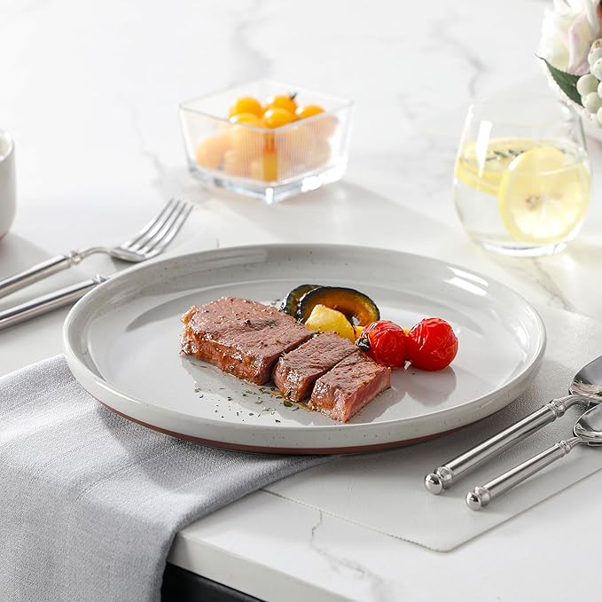 MALACASA Plates and Bowls Sets, 18 Pieces Modern Ceramic Dinnerware Set for 6 Kitchen Dinner Set Stoneware Dishware Dishes Set Microwave and Dishwasher Safe, Grey, Series TARA