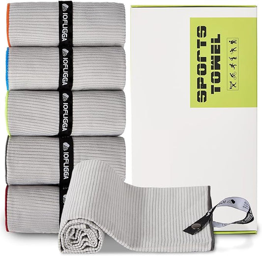 5 Pack Microfiber Gym Towels – Quick Dry, Super Absorbent, Lightweight & Compact Sweat and Workout Towels for Travel, Camping, Hot Yoga, Beach, and Sports (12 * 40" (5 Pack))