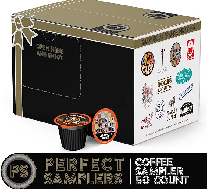 Crazy Cups Coffee Pods Variety Pack, Including Flavored Coffee Pods, Dark Roast, Medium Roast Coffee Pods, Single Serve Coffee for Keurig K Cups Machines, Perfect Coffee Gift Set, 50 Count
