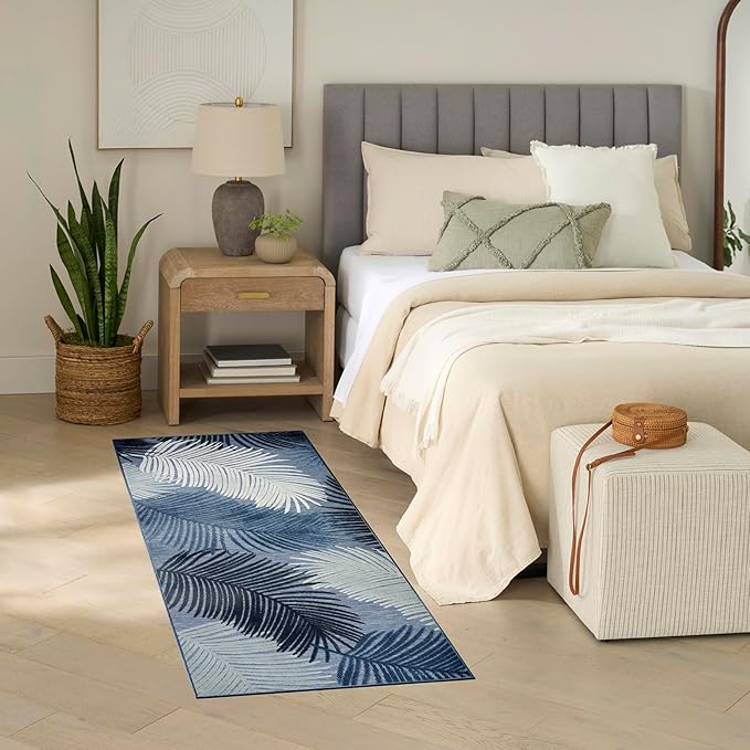 Nourison Home Suncoast Denim 2' x 6' Area Rug - Easy Clean, Non Shedding, Bed Room, Living Room, Dining Room, Kitchen (6' Runner)