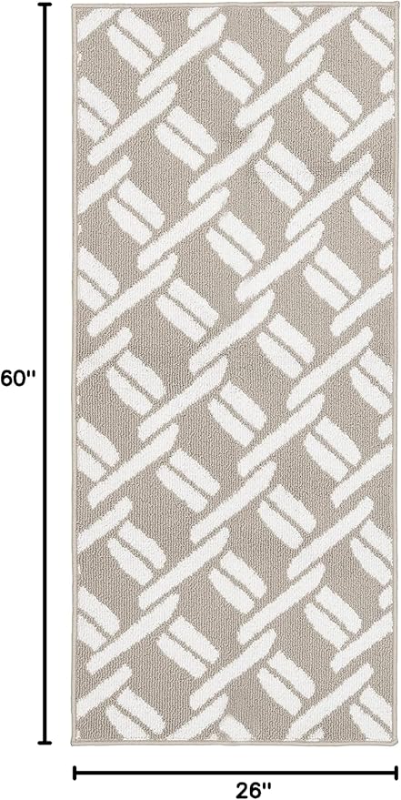 Nautica – Runner Rug | Indoor Runners for Hallways and Entry Rugs| Non-Slip and Non-Skid Entry and Kitchen Door Mat| Machine Washable Entryway Carpet Rugs |26” x 60” | Chain Light Grey