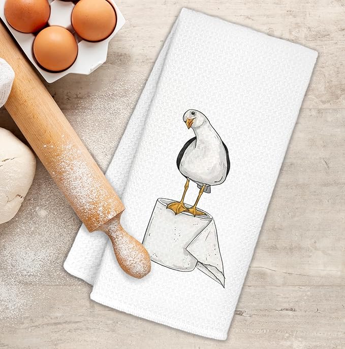 Seagull Hand Towels, Seagulls Gifts for Women Bird Lovers, Seagull Decor, Funny Kitchen Towels for Bathroom, Coastal Nautical Sea Gull Decorative Dish Tea Towels for Kitchen, 16x24 in