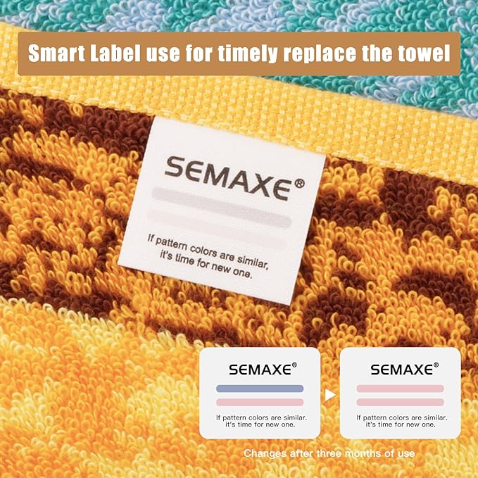 SEMAXE 18-Pack Bath Towel Set Include 6 Bath Towels, 6 Hand Towels, 6 Wash Cloths, 100% Cotton Bathroom Towels with Hanging Loops, Soft & Absorbent Towel, Colorful Towel - Wheat Field Collection
