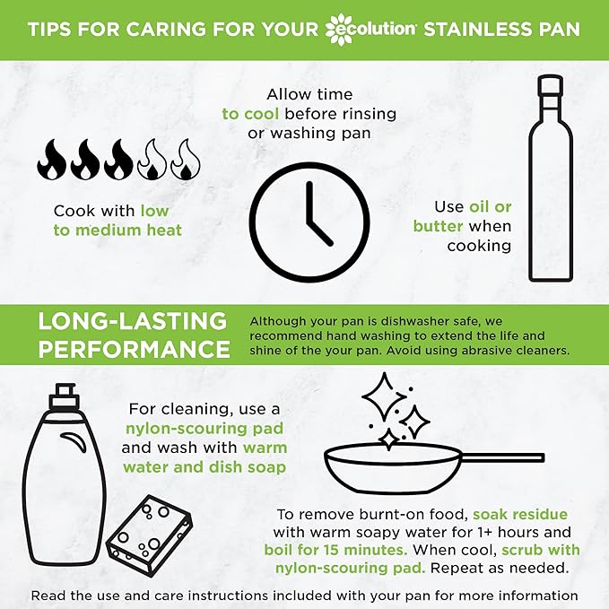 Ecolution Stainless Steel Sauce Pan, Encapsulated Induction Ready Cooking Pot with Glass Lid, Oven Safe, Dishwasher Safe Soup Pot, 1-Quart