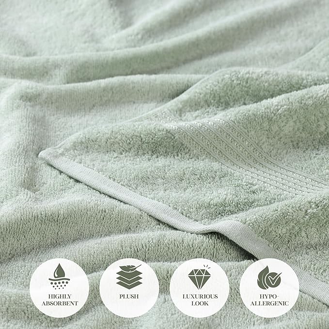 Superior Egyptian Cotton 10-Piece Face Towel Set , Small Towels For Facial, Spa, Quick Dry, Absorbent Towels, Bathroom Accessories, Guest Bath, Home Essentials, Washcloth, Airbnb, Sage