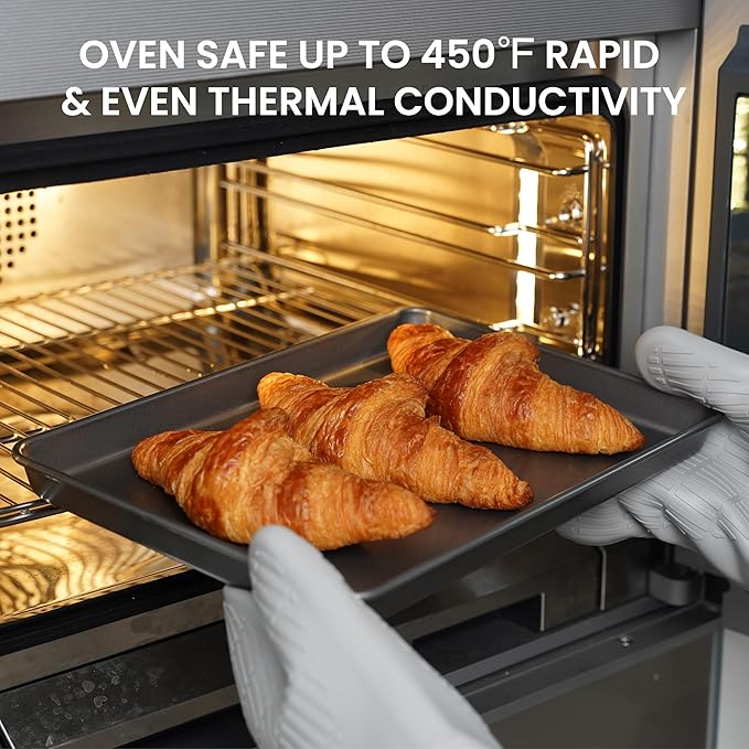 LISI 3-Piece Nonstick Baking Sheet Set – 16"x12", 15"x10", 13"x9" Carbon Steel Cookie Sheet Pan Set, Baking Trays for Oven, Heavy-Duty Bakeware for Home Kitchen