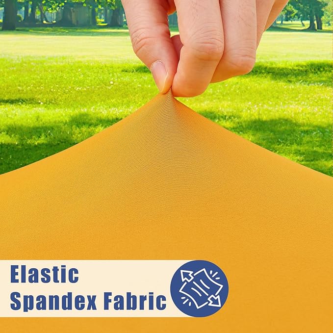 Round Spandex Tablecloth, Elastic Fitted Waterproof Tablecloths for 57"-68" Tables, Stretch Washable Picnic Table Cover for Camping, Dining, Indoor and Outdoor, Mustard Yellow