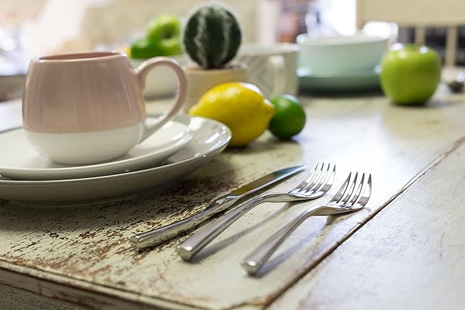 Knork 18/0 Stainless Steel Curve Flatware (Set of 20), Gloss Silver