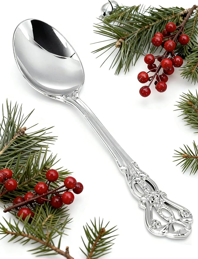 30PCS Silver Plastic Spoons - Silver Spoons Disposable - 8.1 Inch Heavy Duty Plastic Silverware - Heavyweight Elegant Disposable Utensils for Catering, Parties, Dinners, Weddings