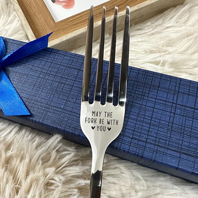May The Fork Be With You Funny Engraved Stainless Steel Fork,Gifts for Boyfriend Girlfriend Husband Men Women Mom Dad Anniversary Valentines Mother's Day Birthday Christmas Star Movie Gifts