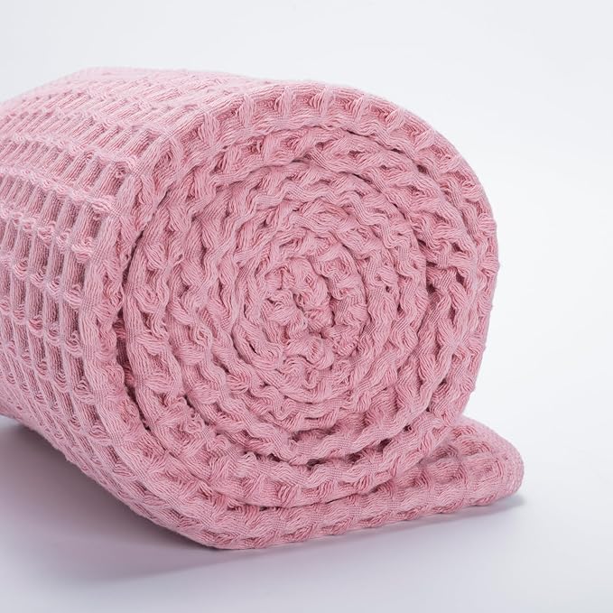 Luxury Organic Japanese Cotton Waffle Bath Towel | Thick, Absorbent, Quick Dry Bathroom Towels for Shower, Sauna, Onsen| Hotel & Spa Quality, Gift-Ready (Sakura Pink, Face Towel (6 Pack))