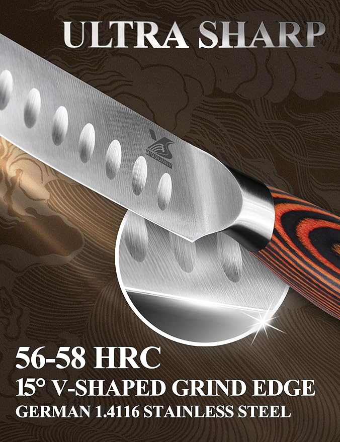 MSY BIGSUNNY Steak Knife Set, 4-Piece, German Steel 5-Inch Blade, High-end Ergonomic Handle Steakhouse Knife Set (Steak Knife Set 5")