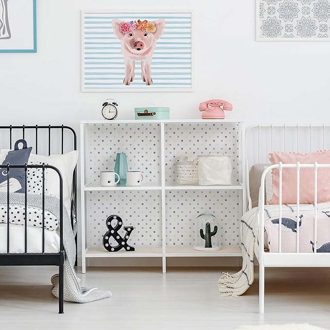 Con-Tact Brand Grip Prints Shelf Liner, Non-Adhesive Durable Liners, Slip-Resistant Drawer and Cabinet Covering, 18" x 4', Dottie Grey, Pack of 1 Roll