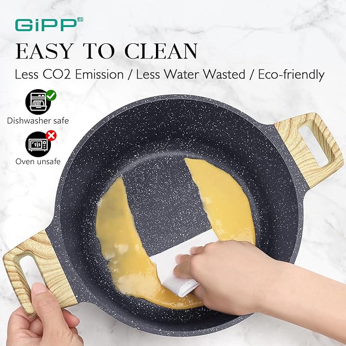GIPP 22 Piece Ceramic Nonstick Pots and Pans Set- Cookware Non Stick Set, Non-toxic Healthy Kitchen Cooking Set w/Frying Pans Set, Dishwasher Safe, PFAS PTFE PFOA PFOS Free