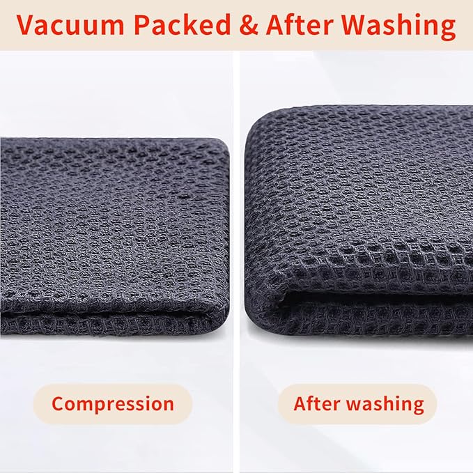 Homaxy 100% Cotton Waffle Weave Kitchen Dish Towels, Ultra Soft Absorbent Quick Drying Cleaning Towel, 13 x 28 Inches, 24-Pack, Dark Grey