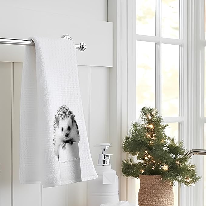 Hedgehog Bathroom Hand Towels, Hedgehogs Hand Towels for Bathroom, Funny Hand Towels, Hedgehog Bathroom Decor, Hedgehog Gifts for Hedgehog Lovers Women, 16x24 Inch