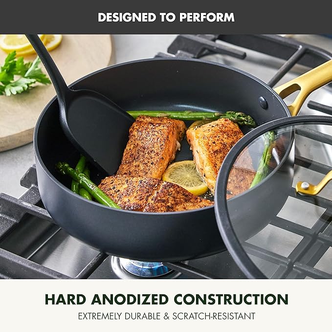 GreenPan Nonstick Reserve Pro 10 Piece Cookware Set, NSF Certified Ceramic, Hard Anodized PFAS-Free Pots & Pans Set with Lids, Stainless Steel Handles, Oven & Dishwasher Safe, Black