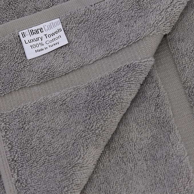Luxury Hotel & Spa Collection Highly Absorbent, Quick Dry 100% Turkish Cotton 700 GSM, Eco Friendly Towel, for Bathroom Dobby Border Soft Bath Towel Set 27 X 54 -Gray, Bath Towels - Set of 4