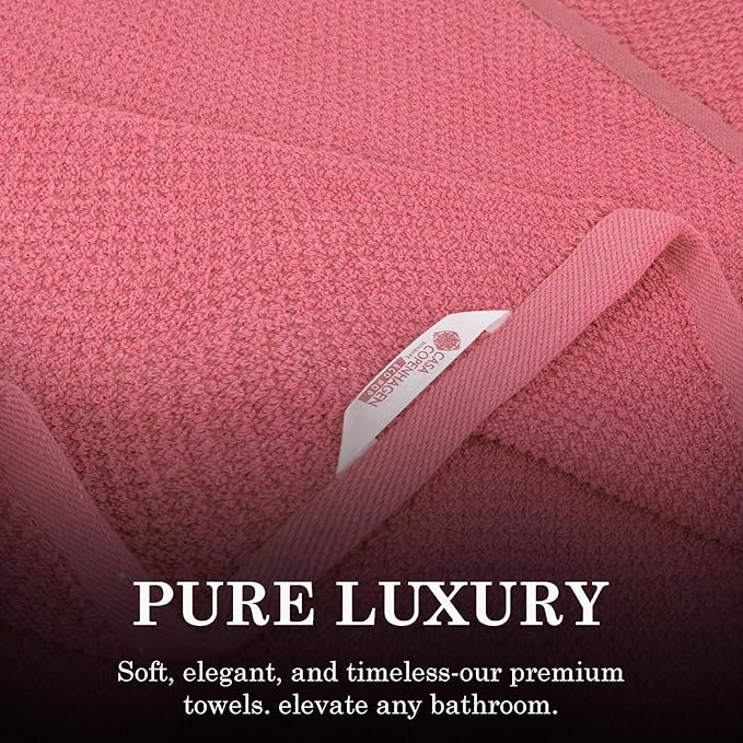 CASA COPENHAGEN Popcorn Textured 6 Pieces Towel Set- Pink, 550 GSM 2 Bath Towel 2 Hand Towel 2 Washcloth, Rough & Tough Use Cotton Towels Gift Set for Bathroom