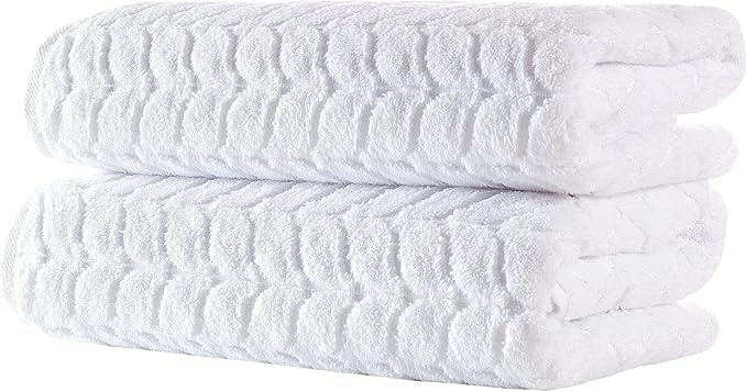 BAGNO MILANO Turkish Cotton Ultra-Soft Plush Absorbent Quick Dry Bathroom Towel Set, Made in Turkey (White, Bath Sheet)