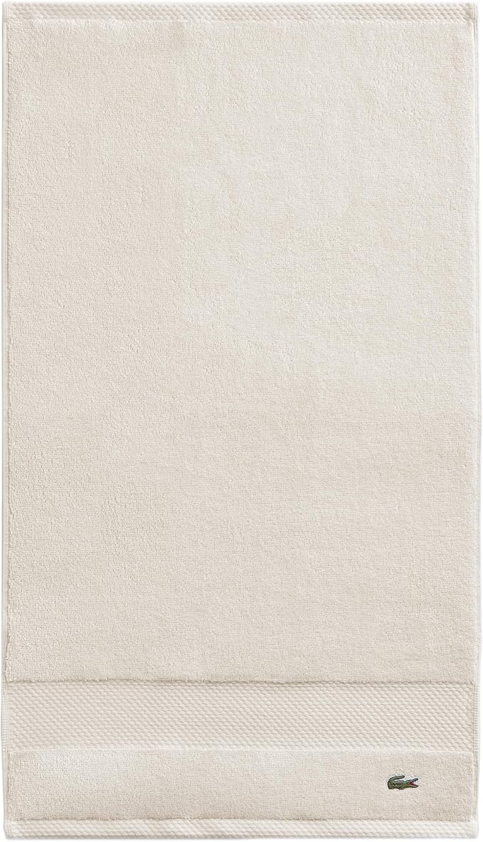 Lacoste Heritage 100% Supima Cotton Hand Towel, Chalk, 16" x 30" – Highly Absorbent & Quick Drying, Premium Super Soft Bath Towel, Bathroom Essential, Gift for All Occasions, Machine Washable