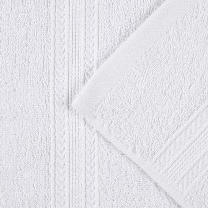 Superior Eco-Friendly Cotton 12-Piece Face Towel/Washcloth Set, Small, Fast Drying Towels for Face, Spa, Resort, Hotel, Hand, Shower, Guest Bathroom, Home, Airbnb, Apartment Essentials, White