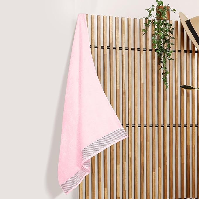 Belizzi Home Cotton 2 Pack Oversized Bath Sheet 35 x 70, Large Bath Sheet, Ultra Absorbent, Compact, Eco-Friendly and 100% Recyclable, Quick Drying and Lightweight Towel - Pink